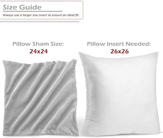 Nestl Throw Pillow Covers, Cozy Velvet Decorative Pillow Cases 24 x 24 Inches, Soft Solid Couch Pillow Covers for Sofa, Bed and Car, Set of 2 - Light Gray
