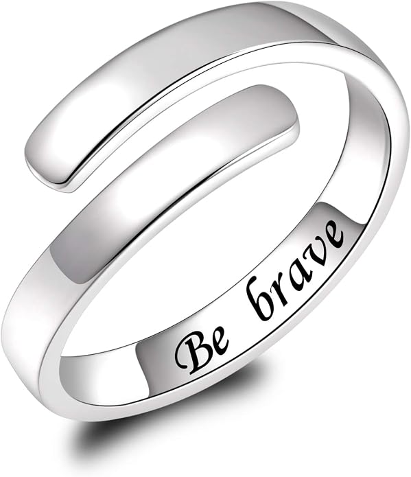 BEILIN 925 Sterling Silver Inspirational Jewelry Rings Adjustable Ring Personality Encouragement Gift for Teens Women