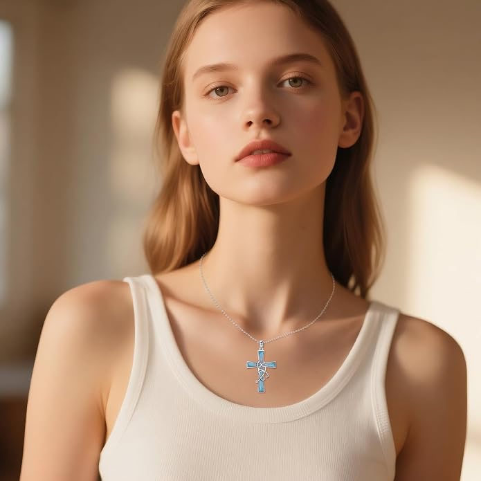 Cross Necklace 925 Sterling Silver Cross Faith Pendant Christian Jewelry Gifts for Women Men
