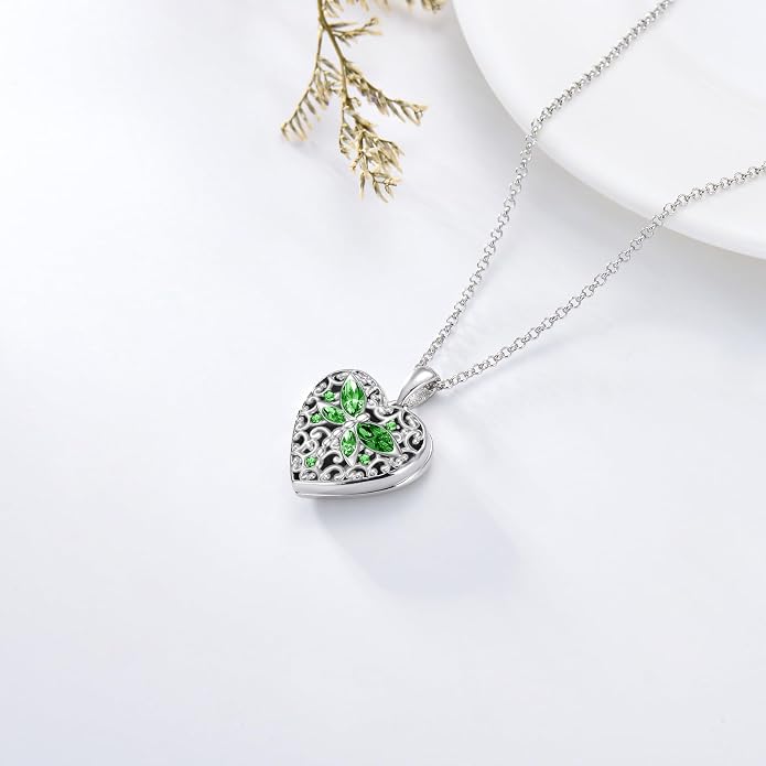 Dorunmo Personalized Locket Necklace 925 Sterling Silver that Holds Pictures Butterfly Birthstone Photo Heart Locket Custom Jewelry Congratulations New Beginnings New Job Gifts for Women