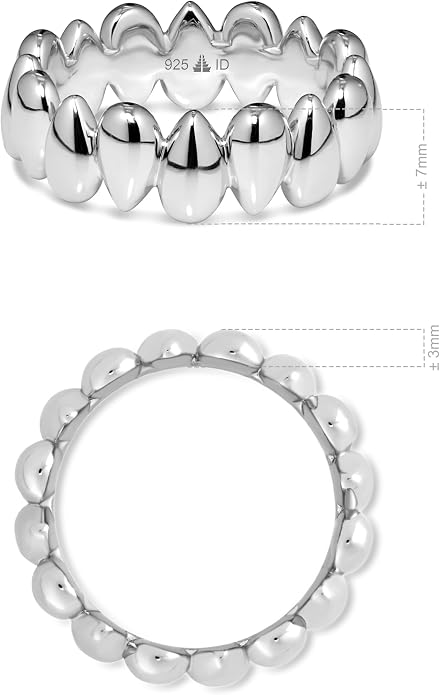DEVATA Gold or Rhodium Plated Sterling Silver 925 – Eternity, Band Ring for Women – Heart, Knot, Clover, Infinity, Mariner, Cable, Curb, Cuban, Figaro, Daisy, Rope, Ribbed, Dome