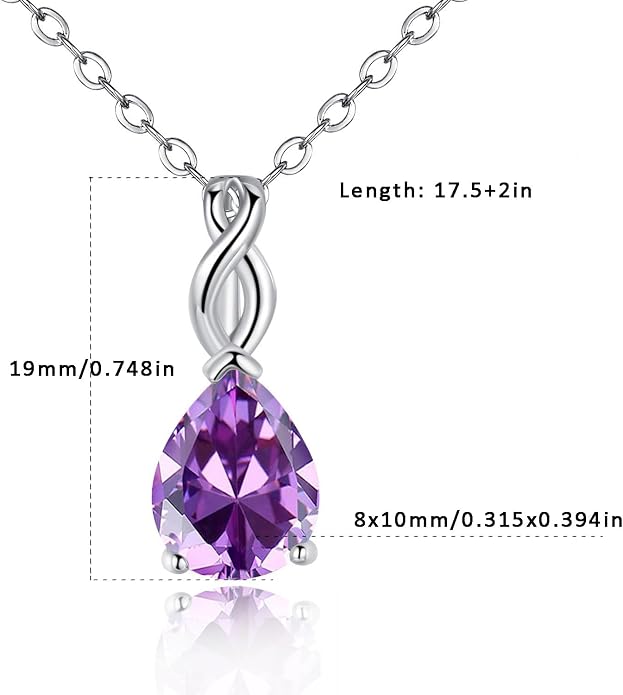 VOLUKA Created Opal/Amethyst/Mystic Topaz Pendant Necklace for Women,18K White/Rose Gold Plated Chain Wedding Engagement Jewelry Gift