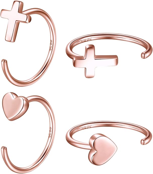 CHIC & ARTSY 925 Sterling Silver Half Hoop Earrings for Women, Small Huggie Hoops Set with Ball Bar Star Moon Cross & Pearl, Lightweight Comfort Fit Everyday & Sleep Earrings