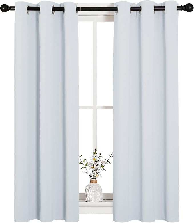 NICETOWN Room Darkening Draperies Curtains Panels, 2 Panels, 29 by 40, Greyish White, Window Treatment Thermal Insulated Grommet Room Darkening Curtains/Drapes for Bedroom