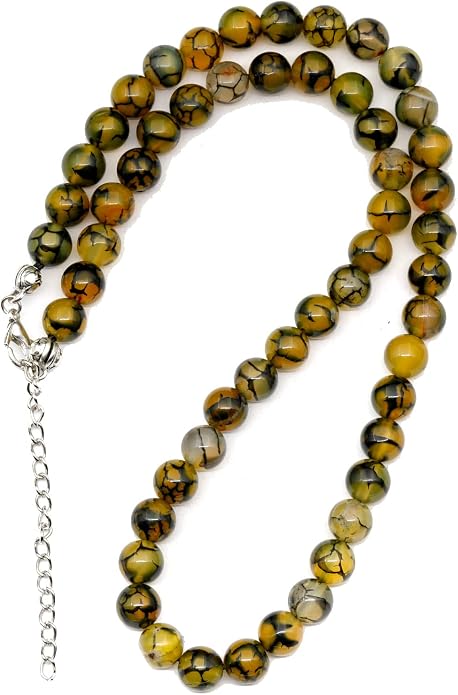 Natural Gemstone Beaded Choker Necklace | 8mm Handmade Adjustable Jewelry for Men & Women | Chakra Balancing Crystal Necklace | Spiritual Gift | Macrame Cord with Extender