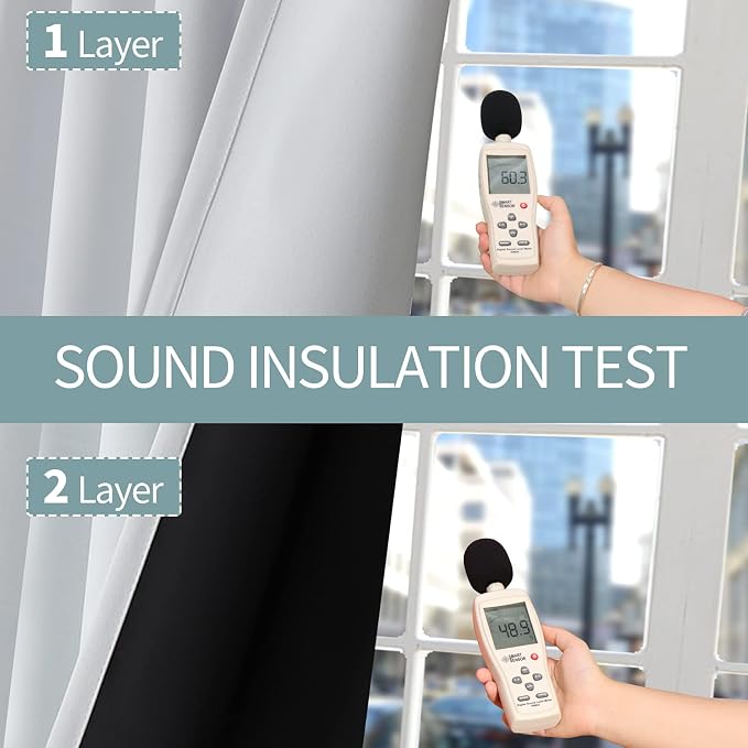BGment Greyish White 100% Blackout Curtains for Living Room 72 Inch Length 2 Panels, Thermal Insulated Full Light Blocking Energy Save Window Drapes for Nursery Bedroom Darkening, 46 Inch Wide Each