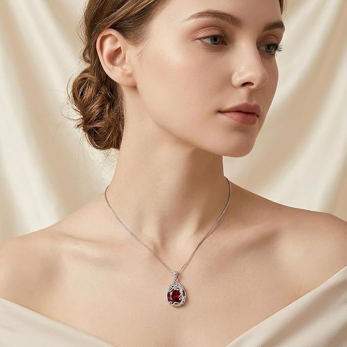 Teardrop Moonstone Necklace for Women Tree of Life/Filigree Birthstone Pendant Necklace Jewelry