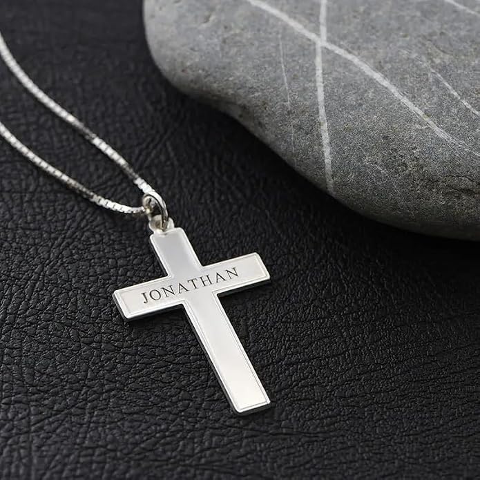 Custom Sterling Silver Men Name Necklace - Up to 6 Inscriptions - Stainless Steel, Gold or Gold Vermeil Plated - Meaningful Father's Day Gift for Him, Husband