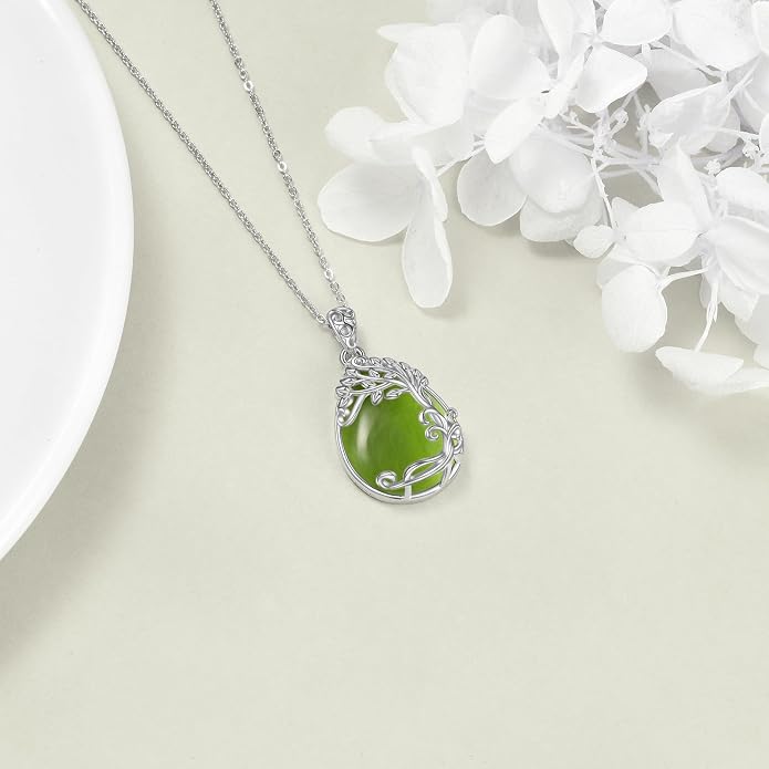 YAFEINI 925 Sterling Silver Moonstone Necklace Filigree Teardrop Pendant Necklace Jewelry for Women Girls