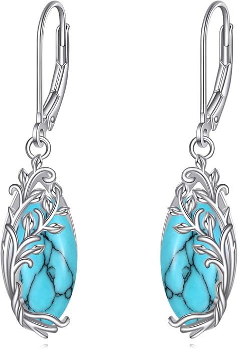 POPLYKE Tree of Life Teardrop Drop Dangle Earrings Sterling Silver Leverback Earrings Jewelry