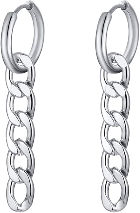 VNOX Unisex Vinatge Stainless Clip On Earrings Non Piercing Feather Charm Dangle Hinged Stud Earrings for Men Women Teen