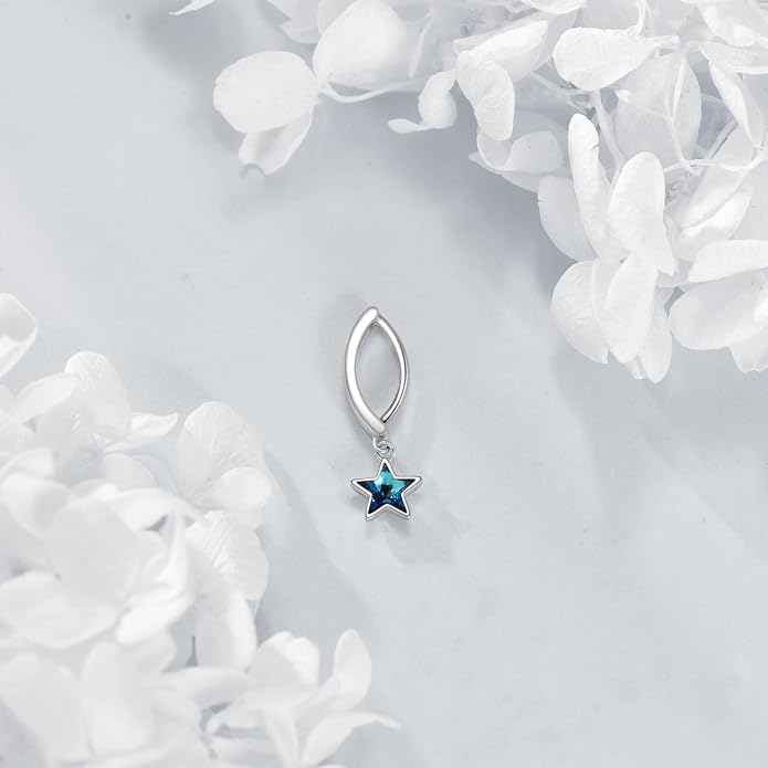 Dangle Clicker Belly Button Ring for Women Surgical Sterling Silver Belly Ring Simple Reverse Navel Rings Body Jewelry