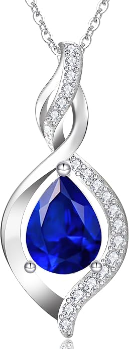 RIVIKO Valentines Day Gifts for Her-Infinity Birthstone Necklace for Women,925 Sterling Silver Teardrop Necklace, Womens Jewelry Birthday Gifts for Women Friend Her Mom Wife Lady