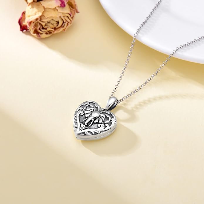 SOULMEET Personalized Silver Locket Necklace That Holds Pictures Photo Keep Someone Near to You, Memorial Custom Lockets Necklaces Letters Engraving for His Her