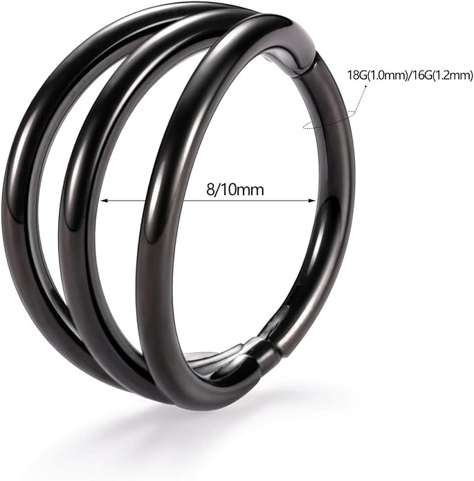 316L Surgical Steel Septum Clicker Ring Nose Ring Hoop Sleeper Hoop Earring Helix Rook Conch Cartilage Daith Tragus Earrings Lobe Nose Piercing Jewelry for Women