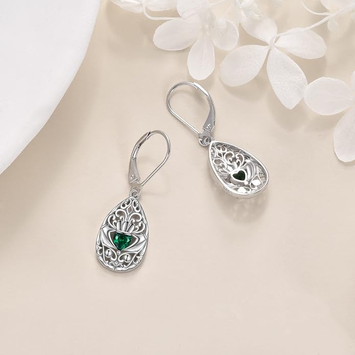 VONALA Filigree Teardrop Earrings for Women Sterling Silver Filigree Teardrop Dangle Earrings Filigree Leverback Earrings for Women Birthday Gift