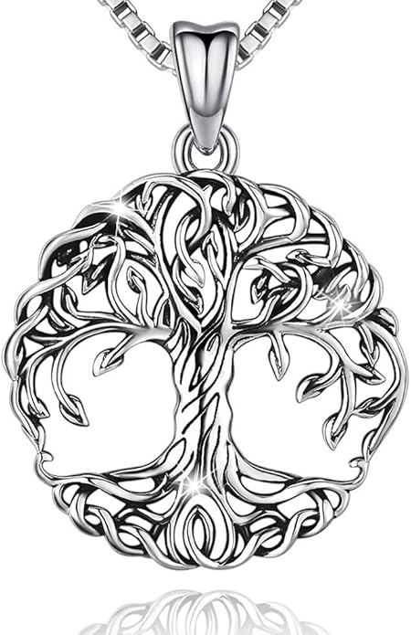 Aniu Tree of Life Necklace for Women, 925 Sterling Silver Mother of Pearl Family Palm Tree Charm Pendant Jewelry for Birthday Christmas Gift
