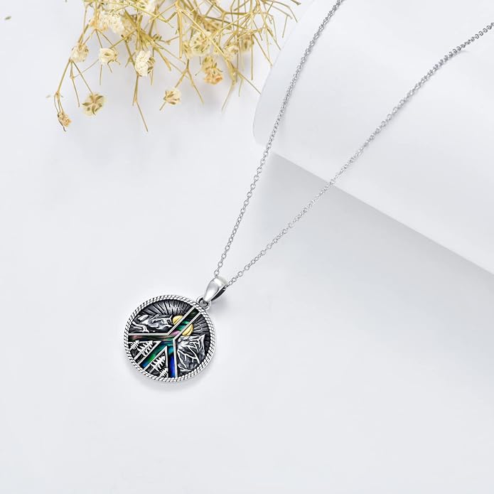 S925 Sterling Silver Poseidon Trident/Peace Sign/Coexist Peace Symbol/Pirate/Arrowhead/Flower of Life/Thor's Hammer Jewelry Necklace Gifts for Women Men