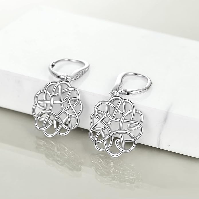 POPLYKE Celtic Filigree Teardrop Drop Dangle Earrings Sterling Silver Leverback Earrings Jewelry for Women