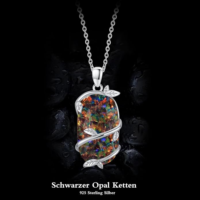 Bar Opal Leaf Necklace For Women S925 Sterling Silver White Opal Pendant with Leaf Charm Bar Pendant Jewelry Gift For Mom Daughter Wife