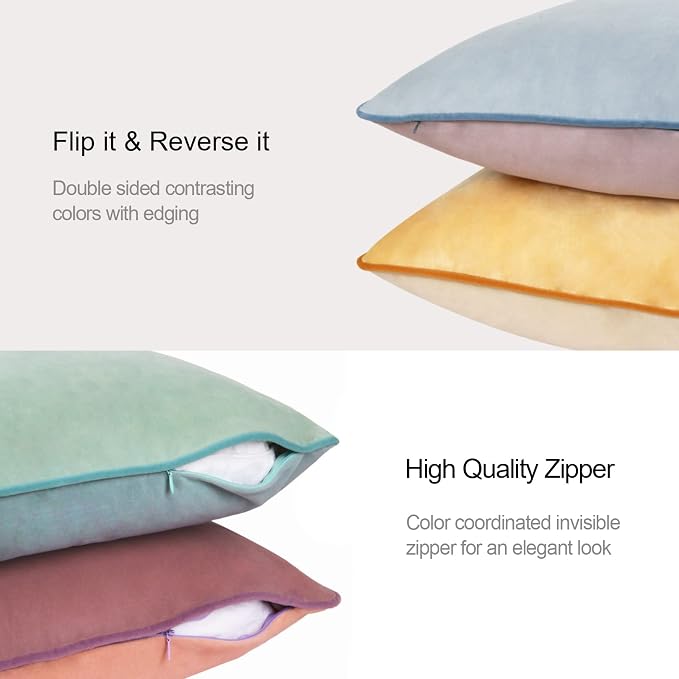 Throw Pillow Covers 20x20 Set of 4 Soft Velvet Couch Cushion Covers Modern 8-Colors Designs Pillowcases Decorative Cushion Cases for Sofa Bedroom Home Decor(Morandi Series)