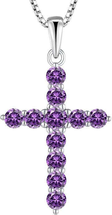 STARCHENIE Cross Necklace Sterling Silver Crucifix Pendant Gemstones Jewelry for Women