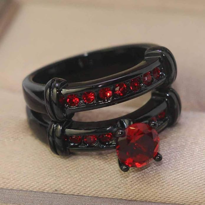 3pcs Matching Rings His and Hers Ring Couple Rings Pruple Cz Womens Wedding Ring Sets Wedding Bands