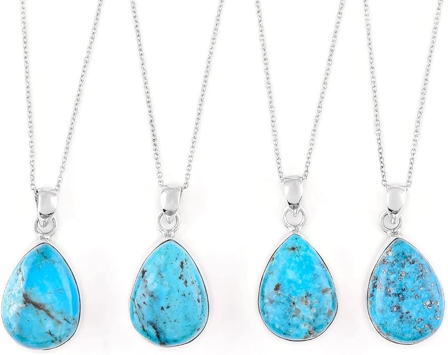 Natural Gemstone Pendant Necklace for Women Handmade Birthstone Healing Crystal Jewelry Chain 20" Stone Birthday Christmas Wedding Gifts for Her