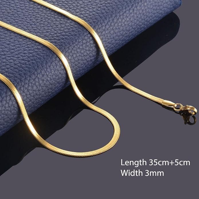 NECOCY 14K Gold Plated Necklaces for Women, Dainty Gold Herringbone Choker Necklace Thin Layered Snake Chain Jewelry for Gifts