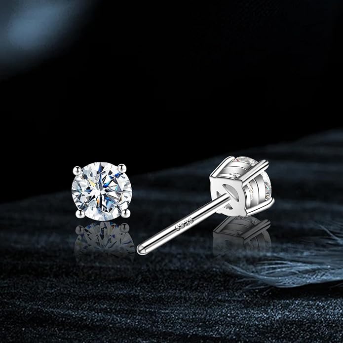 Moissanite Stud Earrings GRA 925 Sterling Silver Earrings for Men 18K White Gold Plating Earrings for Women,wedding earrings(0.3Ct-4Ct)