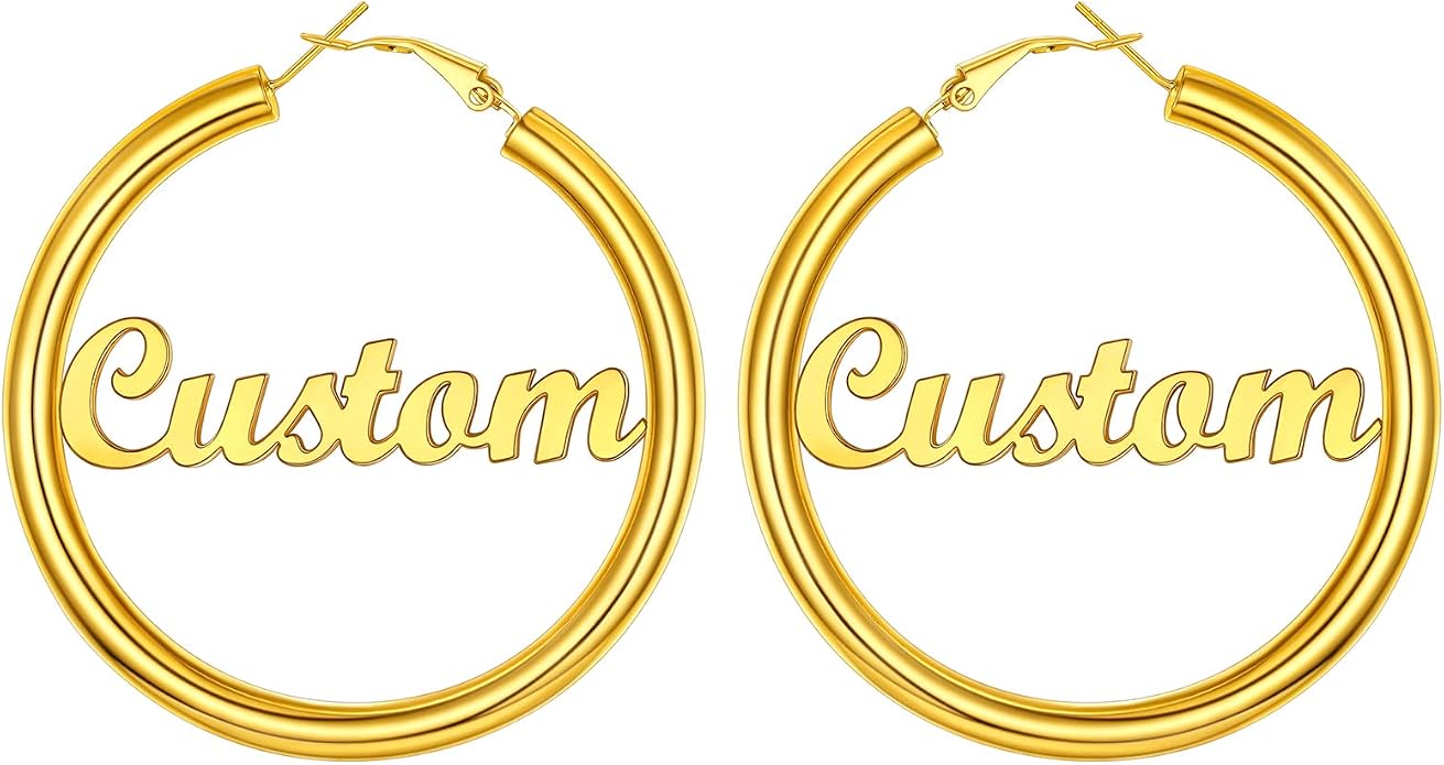 Stainless Steel Chunky Hoop Earrings For Women, Minimalist and Chic, Black/Gold Plated, Round Hoops Earrings Hypoallergenic, Size: 30mm/40mm/60mm/80mm, Come with Box