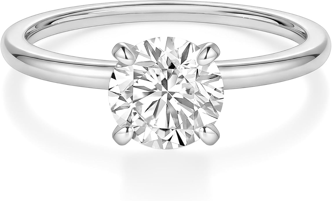 EAMTI 1.5CT 925 Sterling Silver Engagement Rings Round Cut Solitaire Cubic Zirconia CZ Wedding Promise Rings for Her Wedding Bands for Women Size 3-11