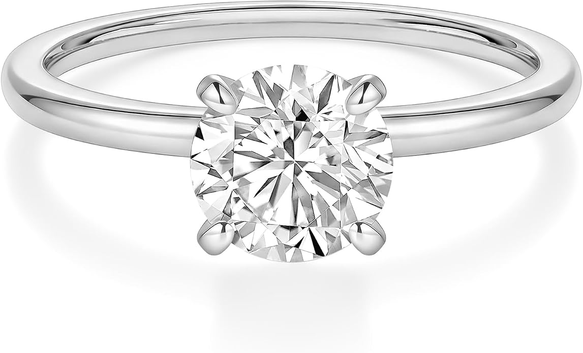 EAMTI 1.5CT 925 Sterling Silver Engagement Rings Round Cut Solitaire Cubic Zirconia CZ Wedding Promise Rings for Her Wedding Bands for Women Size 3-11
