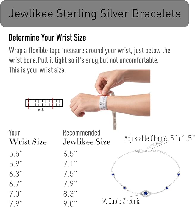 Blue Evil Eyes Link Bracelet, Evil Eye Earrings, S925 Sterling Silver Dainty Cubic Zirconia Adjustable Link Lobster Claw Clasp Chain Jewelry