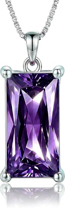 8mm x 16mm Square Birthstone Pendant Necklace – Fashion charming Sterling Silver Gift for women