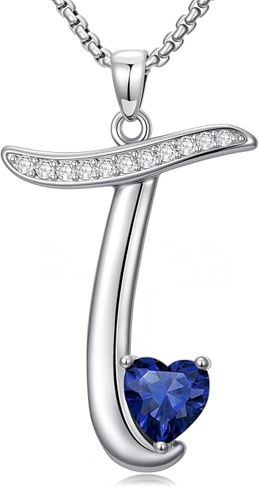 Birthday Gifts for Women Alphabet A to Z Initial Birthstone Pendant Necklaces for Women - 18k White Gold Plated Personalized Name Jewelry Anniversary Graduation Gifts for Wife Her Daughter Girlfriend(with Gift Box)