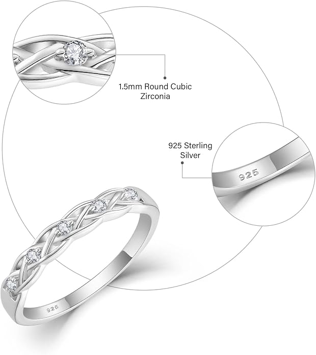 Infinity Celtic Knot Ring 925 Sterling Silver Twisted Knot Birthstone Ring Statement Rings for Women Size 5-10