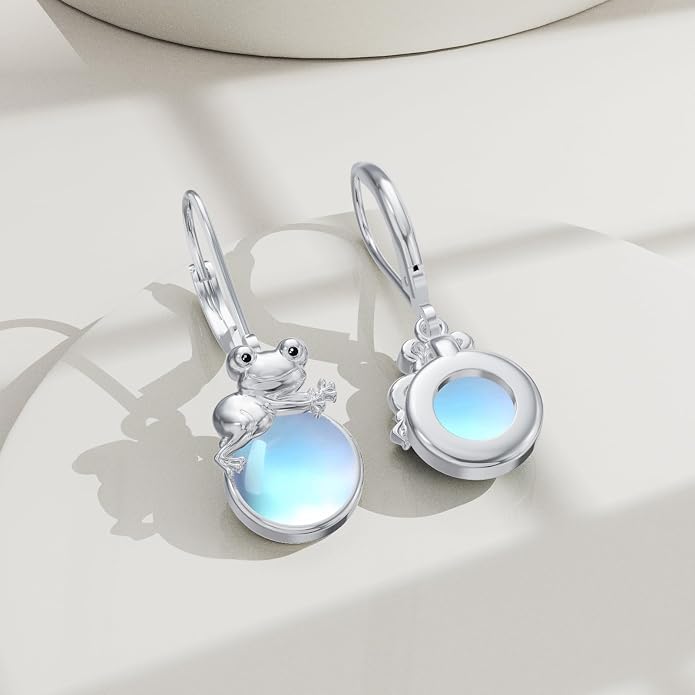Dorunmo Moonstone Dangle Drop Earrings s925 Sterling Silver Leverback Earrings Filigree Moonstone Jewelry Birthday Gifts for Women