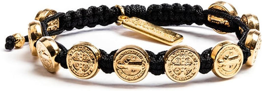 My Saint My Hero Benedictine Blessing Bracelets – Handwoven Spiritual Protection with Medals Hand-Cast In Italy at Sacred Site