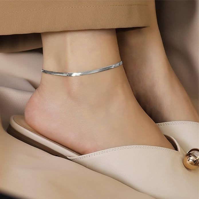 GoldChic Adjustbale Link Chain Anklet for Women Summer Jewelry, 316L Stainless Steel Figaro/Wheat/Twist Rope/Cuban Foot Bracelet-Waterproof, Resizable 9"-12" (Gift Box Included)