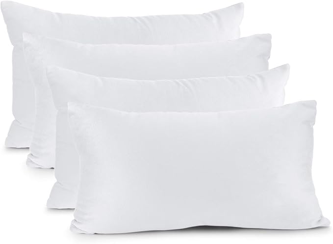 Nestl Throw Pillow Covers, Cozy Velvet Decorative Pillow Covers 12 x 20 Inches, Soft Solid Couch Pillow Covers for Sofa, Bed and Car, Set of 4 - White