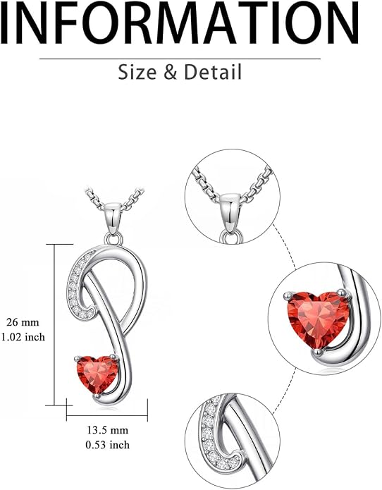 Birthday Gifts for Women Alphabet A to Z Initial Birthstone Pendant Necklaces for Women - 18k White Gold Plated Personalized Name Jewelry Anniversary Graduation Gifts for Wife Her Daughter Girlfriend(with Gift Box)