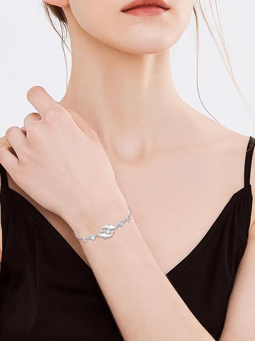 Sea Turtle/Dolphin/Starfish/Seashell/Compass Bracelet for Women 925 Sterling Silver Ocean Wave Anklet Summer Hawaiian Jewelry Gift for Her