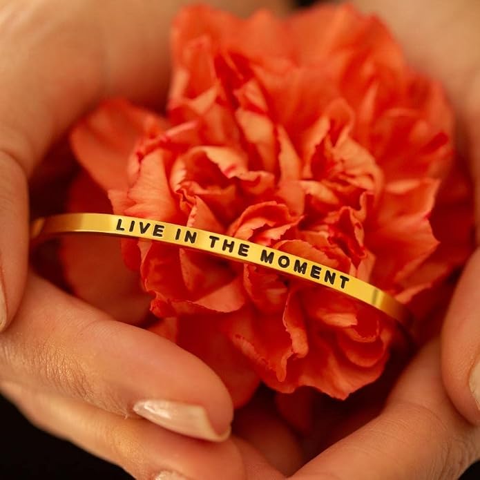 MantraBand - Mantra Band Bracelet - Gold color - Inspirational Engraved Adjustable Cuff - Gifts for Women, Sisters, Friends, Family