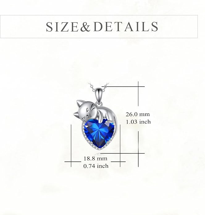 Cat Necklace Sterling Silver Cat Zircon Pendant Gothic Jewelry for Women Animal Lovers Gifts