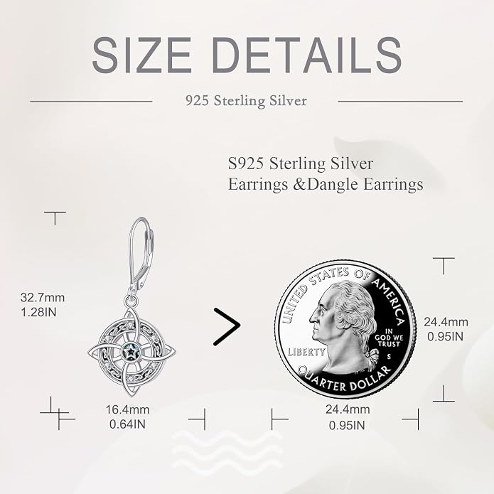 AOBOCO Abalone Shell Earrings for Women 925 Sterling Silver Airplane Celtic Knot Dangle Leverback Earrings Jewelry Mothers Day Birthday Gifts for Mom Friends