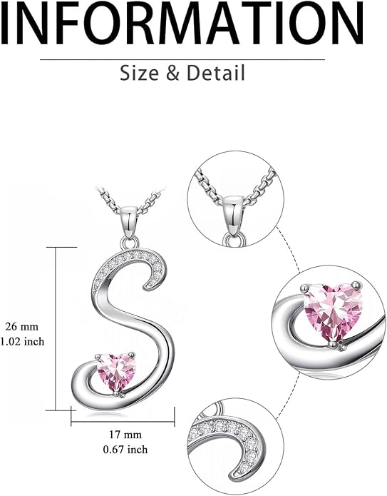 Birthday Gifts for Women Alphabet A to Z Initial Birthstone Pendant Necklaces for Women - 18k White Gold Plated Personalized Name Jewelry Anniversary Graduation Gifts for Wife Her Daughter Girlfriend(with Gift Box)