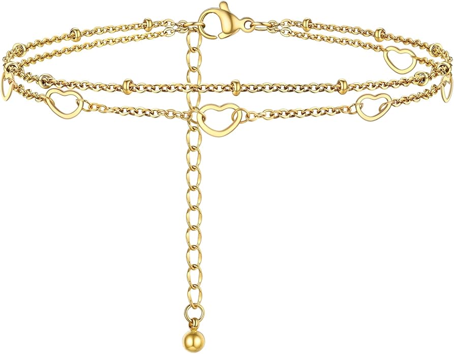 PROSTEEL Gold/Silver Anklets for Women Waterproof, 14K Gold Plated Ankle Bracelet Non Tarnish, Jewelry Gifts Adjustable