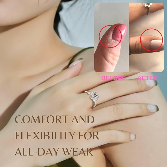 Halukakah 18K Gold/Platinum Plated Anxiety Spinning Ring: Stylish Diamond Heart Stress Relief Jewelry with Beads Spinner,Himalaya Salt Added,Size Adjustable,Gift for Women,Teens,Girls,Daughter,and Mom