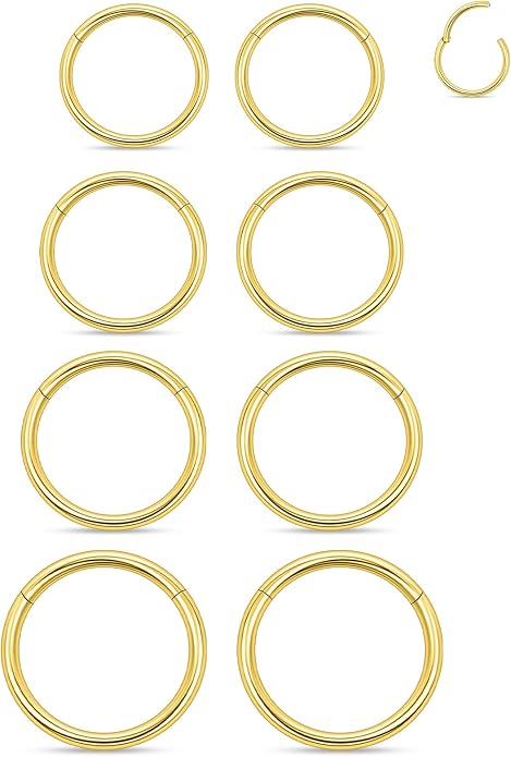 20G 18G 16G 14G 12G 10G 8G 6G Nose Rings Hoops 316l Surgical Steel Clicker Septum Lip Ring Tragus Helix Daith Rook Conch Snug Cartilage Lobe Earrings Hoop Piercing Jewelry For Women Men